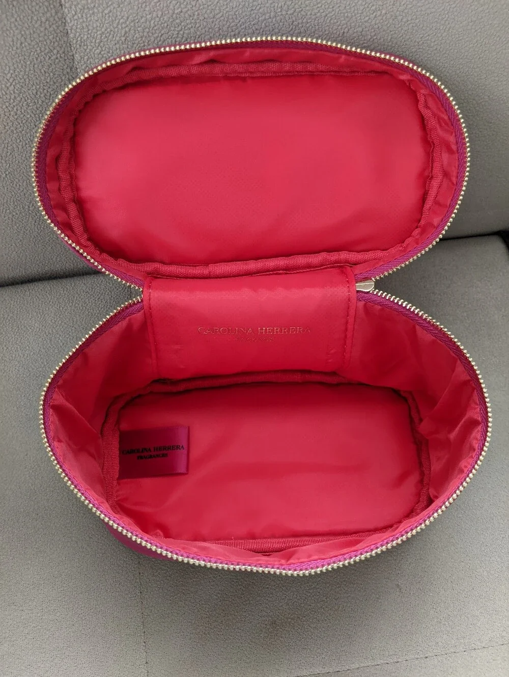 CAROLINA Herrera Pink Satin Top-Handle Cosmetic Bag